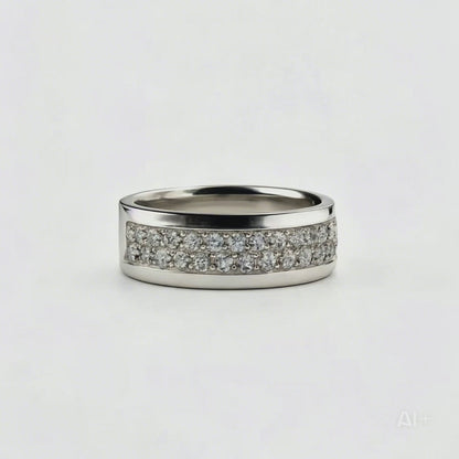 Argolla en Plata 950 con Engaste Pavé de Circones – Brillo Premium y Efecto Oro Blanco