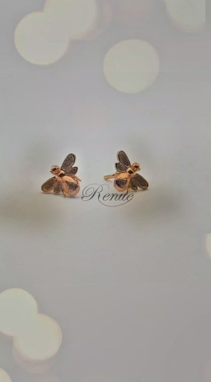 Aretes Abejas en Oro 18k