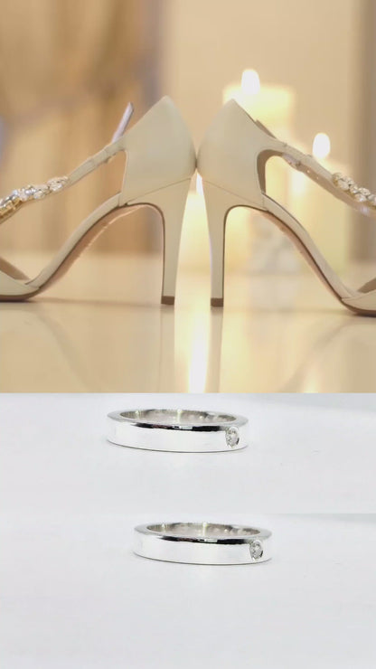 2 Argollas Para Matrimonio efecto Baño En Oro Blanco