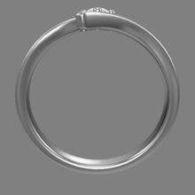 Cargar modelo 3D en el visor de la galería, Anillo De Compromiso Oro Blanco 18 K con Diamante 0.12 ct
