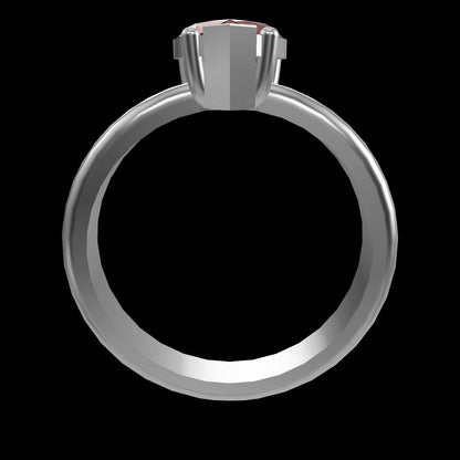 Anillo Compromiso: Plata Ley 950 Y Zircon Rojo De Corazón