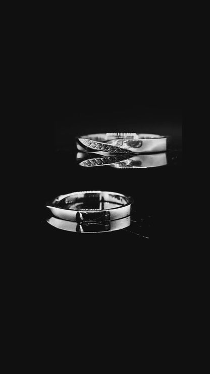 Anillo Rotado En Plata950 rodio Efecto Oro Blanco