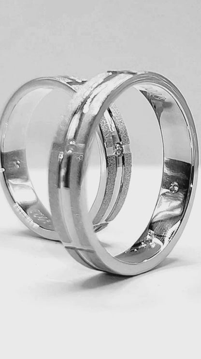 Anillo Matrimonio en cruz : Plata 950 Con Zircón