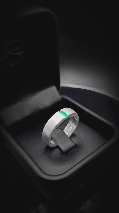 Argolla Alianzas oro Blanco 18k  De Matrimonio  C/u con gema en Baguete