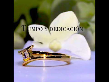 Anillo De Compromiso Oro Blanco 18 K con gema de 0.08 Cts aprox