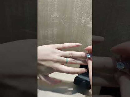 Anillo Compromiso: Plata Ley 950 Y Zircón, con Efecto Oro Blanco