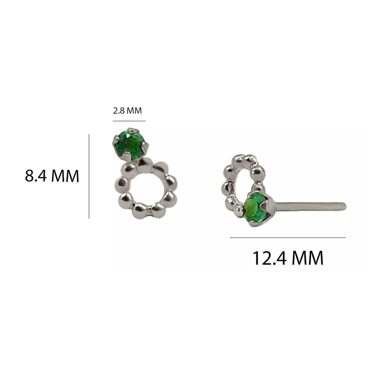 Aretes en oro blanco 18k, con estuche – Renue Joyería Bogotá