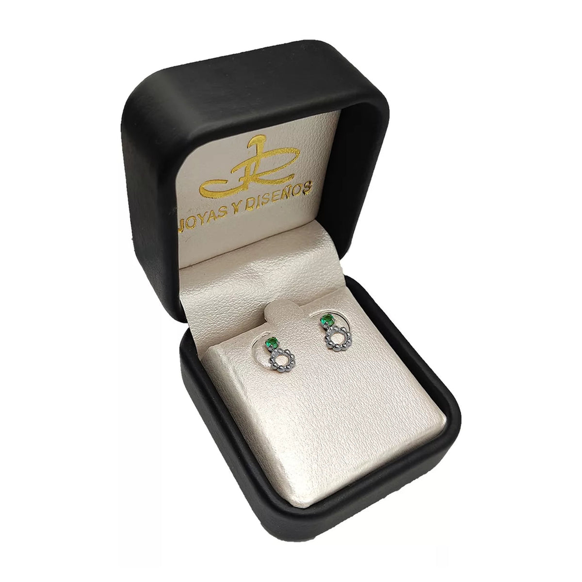 Aretes en oro blanco 18k, dimensiones aproximadas – Renue Joyería Bogotá