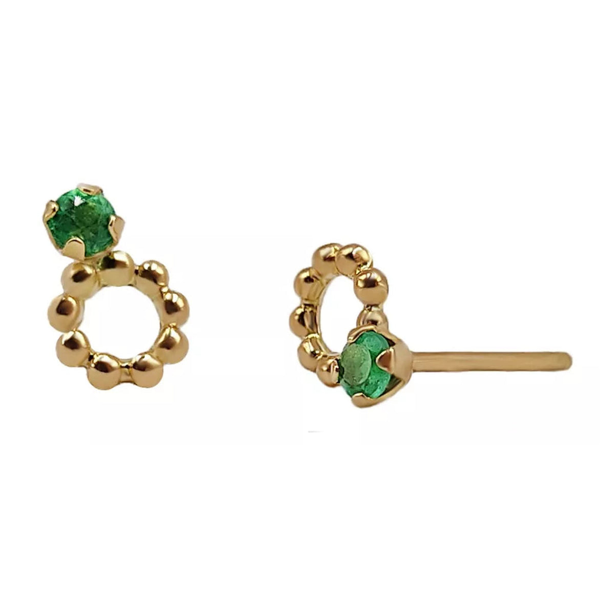 Aretes en oro amarillo 18k con esmeralda – Renue Joyería Bogotá