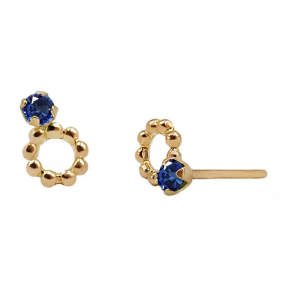 Aretes en oro amarillo 18k con zafiro – Renue Joyería Bogotá