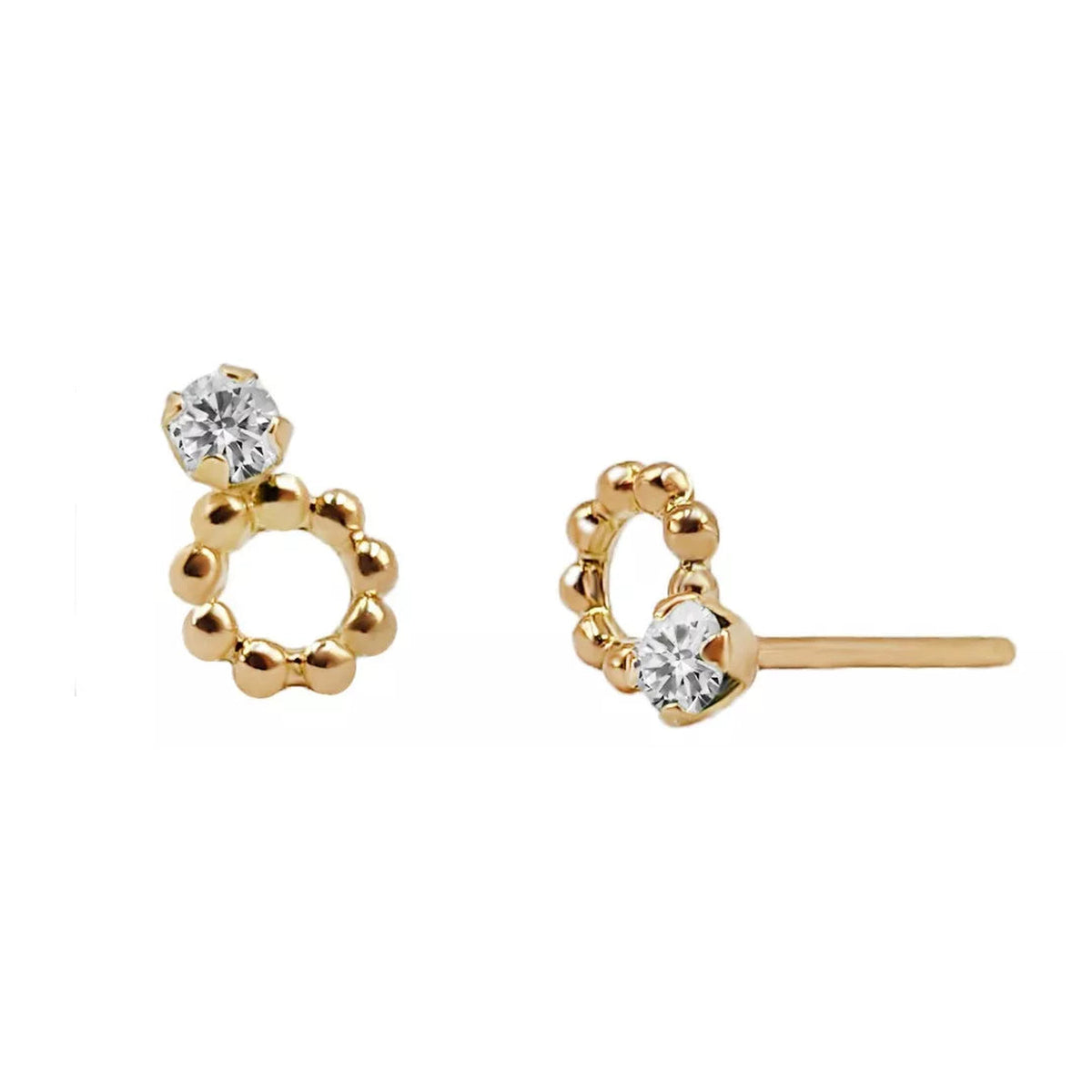 Aretes en oro amarillo 18k con circón – Renue Joyería Bogotá