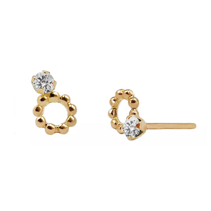 Aretes en oro amarillo 18k con circón – Renue Joyería Bogotá