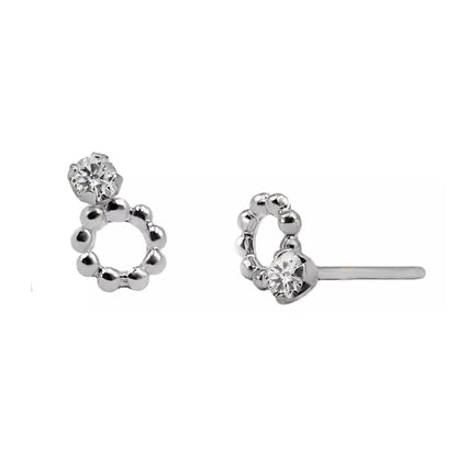 Aretes en oro blanco 18k con circón – Renue Joyería Bogotá