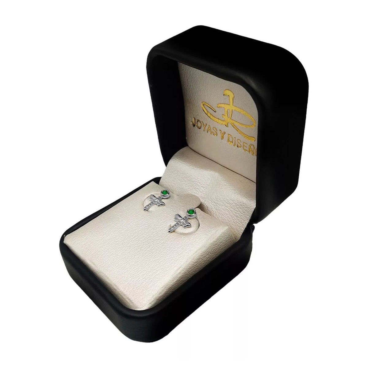 Topos de libélula en oro blanco 18k, vista de detalle – Renue Joyería Bogotá