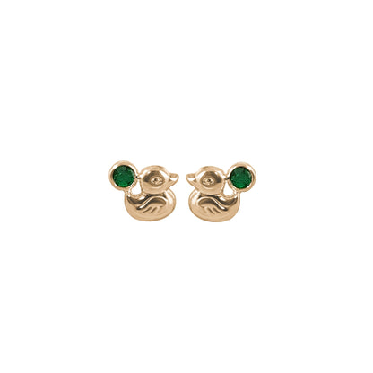 Topos de patos en oro amarillo 18k con esmeralda – Renue Joyería Bogotá