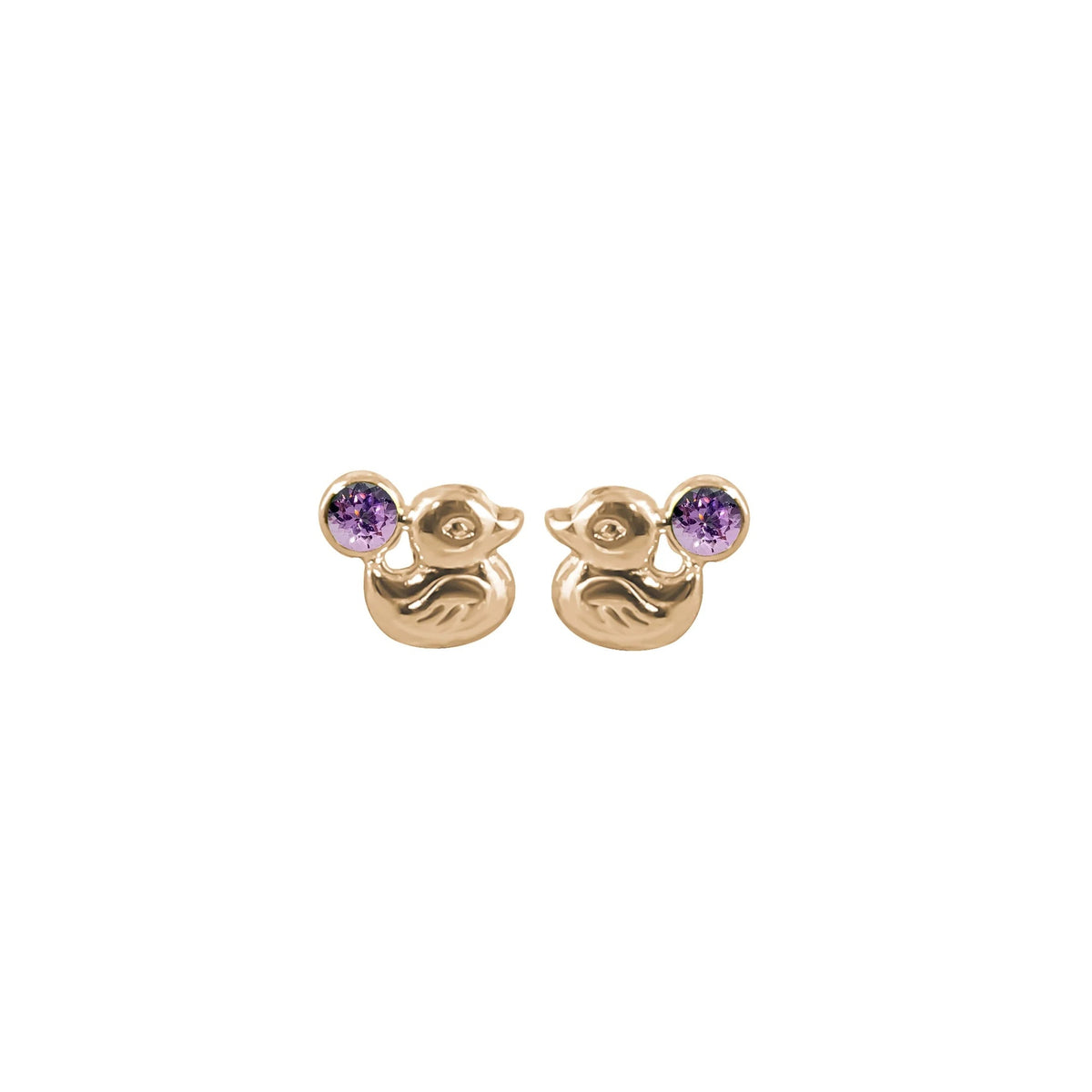 Topos de patos en oro amarillo 18k con amatista – Renue Joyería Bogotá