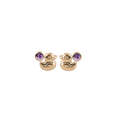 Topos de patos en oro amarillo 18k con amatista – Renue Joyería Bogotá
