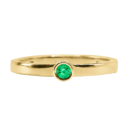 Anillo De Compromiso En Oro Con Esmeralda De 2.5mm