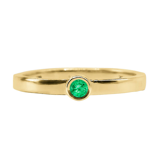 Anillo De Compromiso En Oro Con Esmeralda De 2.5mm