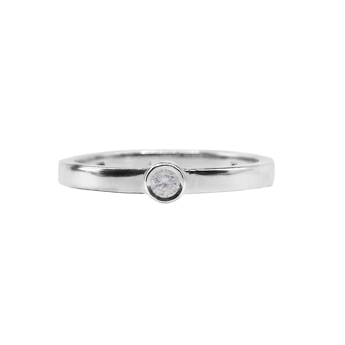 Anillo De Compromiso En Plata Con Diamante De 0.05ct