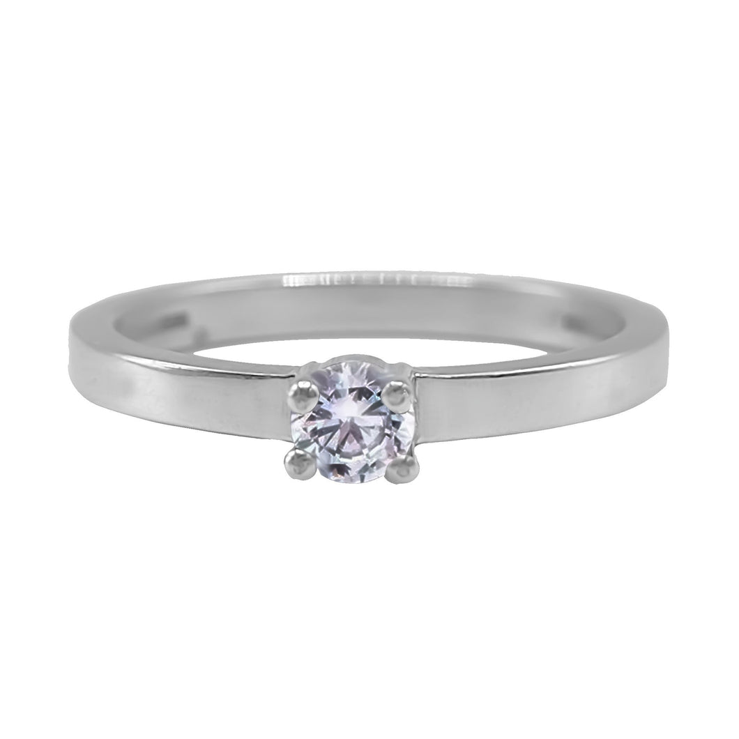 Anillo De Compromiso En Plata Con Diamante De 0.10 Ct