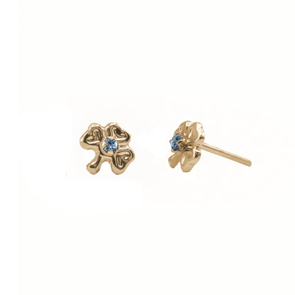 Topos De Trébol En Oro Amarillo 18k, Con gema