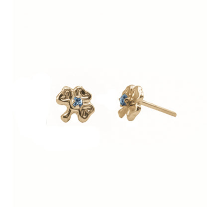 Topos de trébol en oro amarillo 18k con circón – Renue Joyería Bogotá