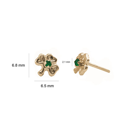 Topos de trébol en oro amarillo 18k, medidas aproximadas – Renue Joyería Bogotá
