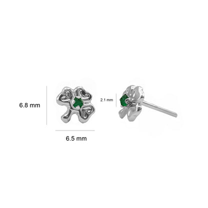 Topos de trébol en oro blanco 18k, medidas aproximadas – Renue Joyería Bogotá